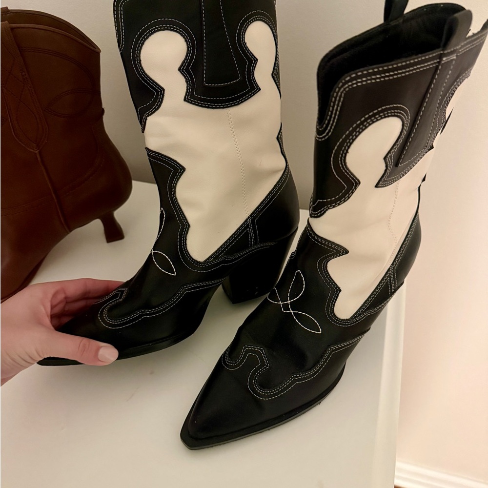 Billini Black and Cream Ankle Boots